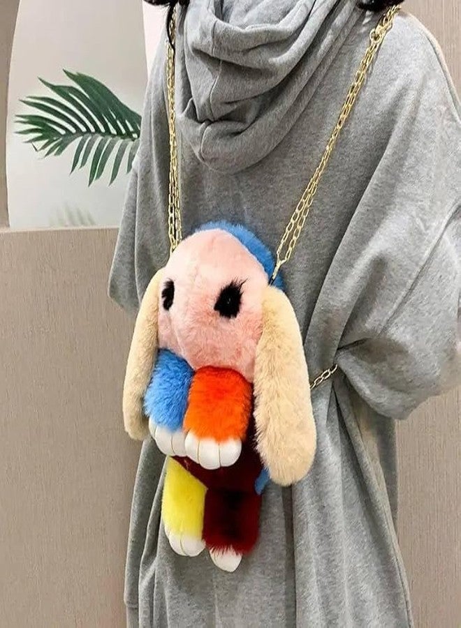 BLISSBORN Bunny Rabbit Soft Sling Bag, Cute Plush Rabbit Bag With Chain, Traveling Bag, Soft Hand Bag For Girls (Multicolor) - Image 2